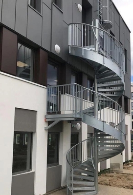 Light Gauge Galvanized Steel Stairs Spiral Staircase Stainless Steel Handrail Metal Steps